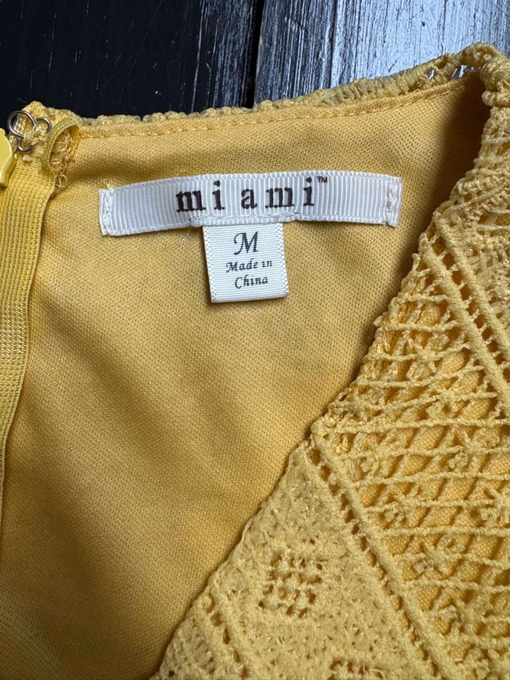 miami Yellow Crochet V-Neck Tiered Mini Dress - Picture 10 of 10